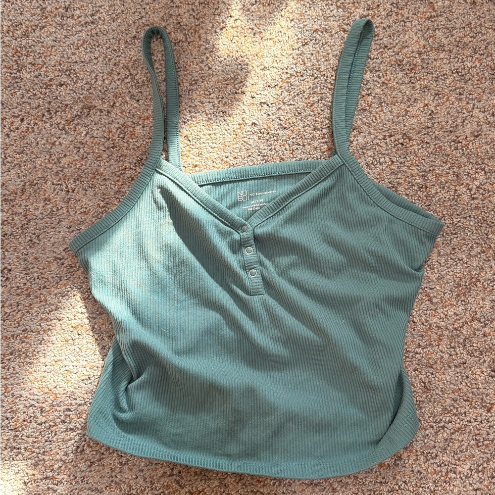 Green Ribbed Women's Top